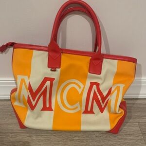 MCM Red and Orange Striped Tote
